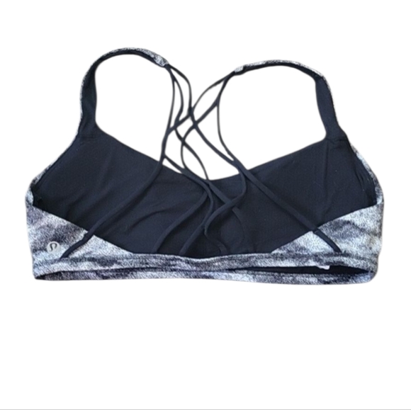 Lululemon Energy Sports Bra Power Luxtreme Hazy Days Black White Strappy Back 10 - Picture 6 of 9